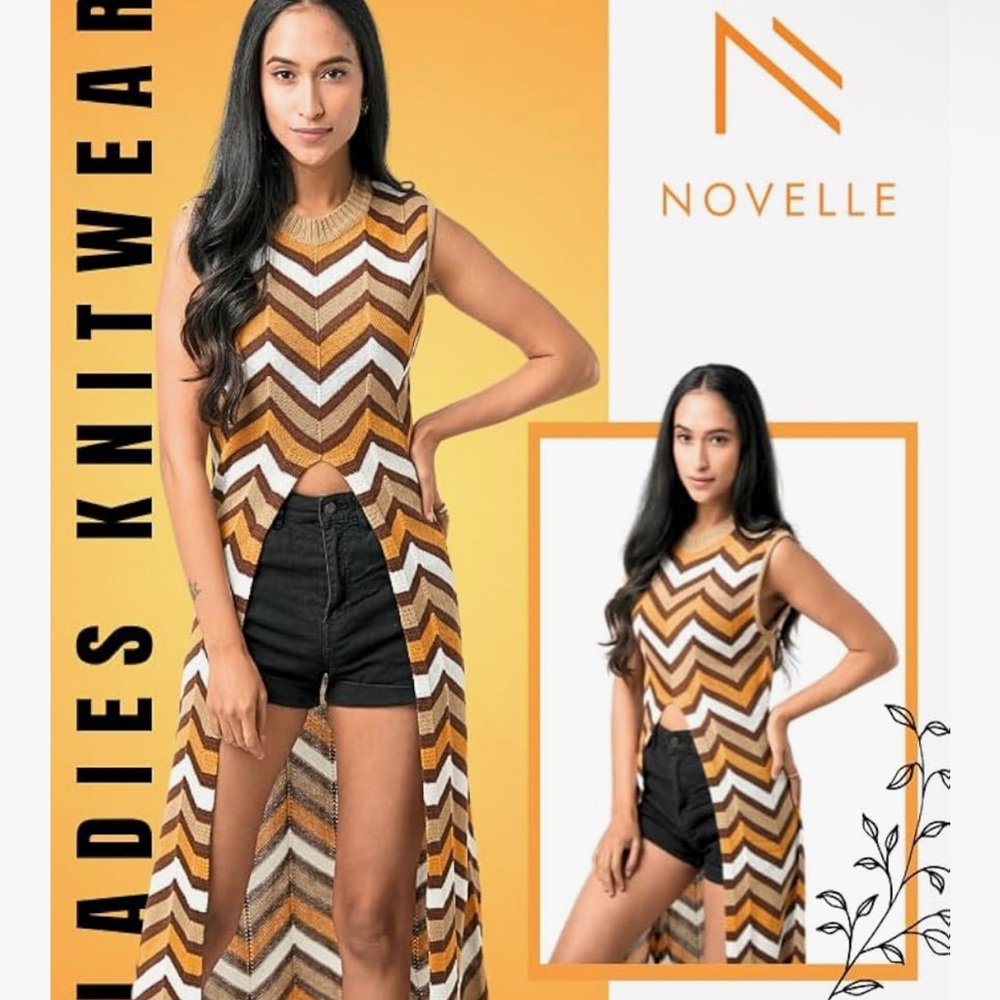 Sleeveless Chevron Maxi Cutout Dress L - Picture 4 of 5
